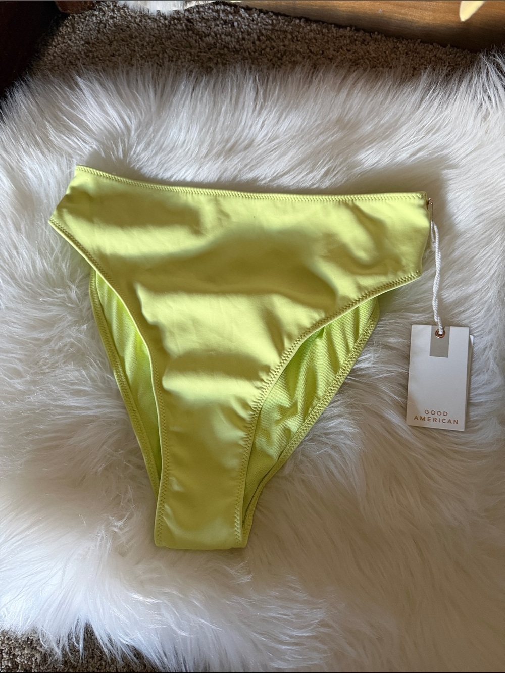 Good American Neon Lime High-Rise Bikini Bottom